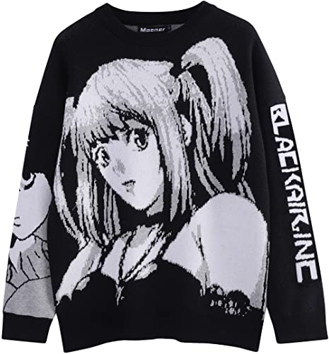 Maener Men's Death Note Sweater Misa Amane Knit Pullover Top for Women Unisex - Large - Black