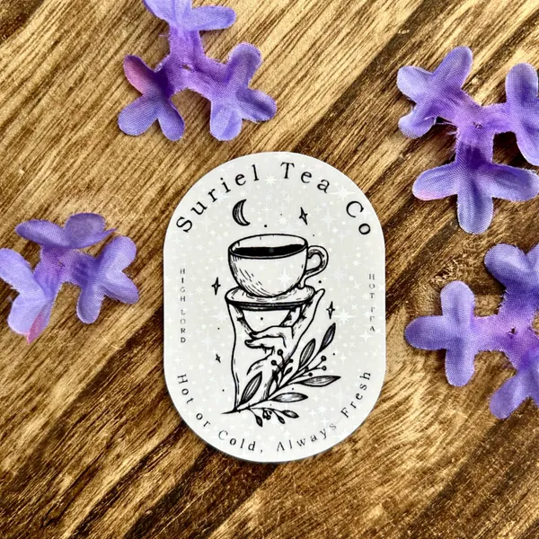 A Court of Thorns and Roses Suriel Tea Sticker  | Book Accessory | Stickers for Fantasy Lovers | Water Resistant | SJM | Sparkle Finish