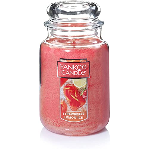 Yankee Candle Strawberry Lemon Ice Scented, Classic 22oz Large Jar Single Wick Candle, Over 110 Hours of Burn Time - Strawberry Lemon Ice - Classic Large Jar