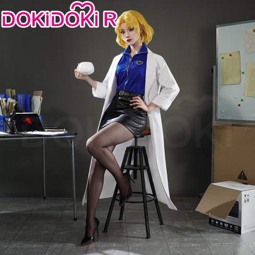 【Size S-3XL】DokiDoki-R Anime Cosplay Costume Blue Top White Coat Black Skirt | XL-PRESALE