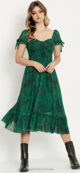 BlackMilk Clothing HYRULE MAP GREEN TEA PARTY DRESS