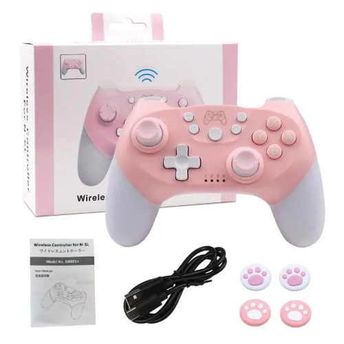 Pink Bluetooth Game Controller for Kawaii Gamer Girls and Streamers - Pink & White