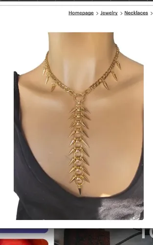 Gold Spike Gothic Punk Choker Vertebrae Chainmail Necklace 