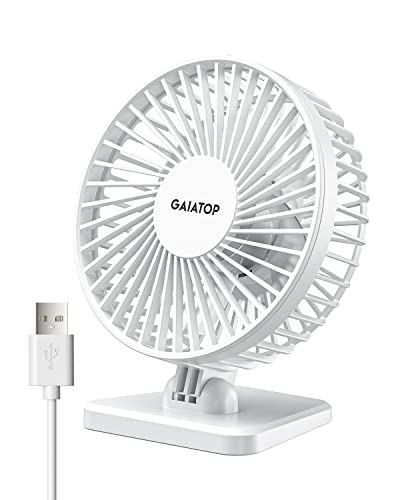 Gaiatop USB Desk Fan, Small But Powerful, Portable Quiet 3 Speeds Wind Desktop Personal Fan, Adjustment Mini Fan Table Fan for Better Cooling, Home Office Car Indoor Outdoor(Pure White) - Pure White