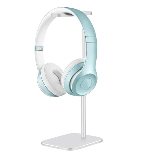 YUTAO Headphone Stand Aluminum, Headset Holder with Solid Metal Base for Desk, Compatible with Most Headphones (Silver) - Silver