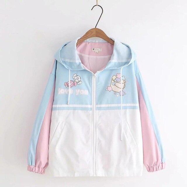 Love You Fairy Kei Windbreaker - Blue / L