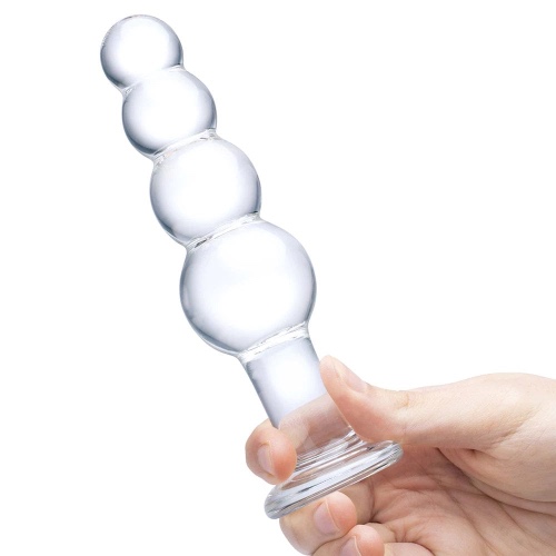 7.25" Glass Beaded Butt Plug - Clear