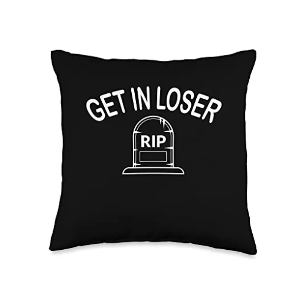 Creepy Pastel Goth Soft Goth emo Evil Get in Loser Coffin Throw Pillow, 16x16, Multicolor