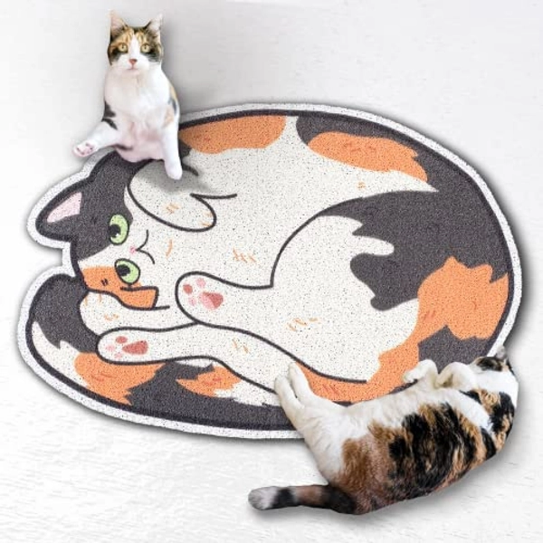 Lukamoo® Cute Cat Litter Mat (32’’X24’’), Extra-Large/XL, for Kitty Litter & Cute Cat Litter Box, Cat Accessories for Indoor Cats, Best Christmas Gifts for Cats, Litter Trapping Mat (Calico)