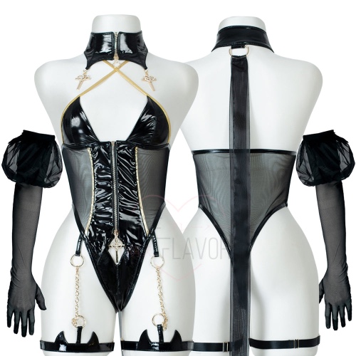 Pre-Order Gold Drip Nun Chain Bodysuit - Black / 2nd Batch Pre-Order S/M