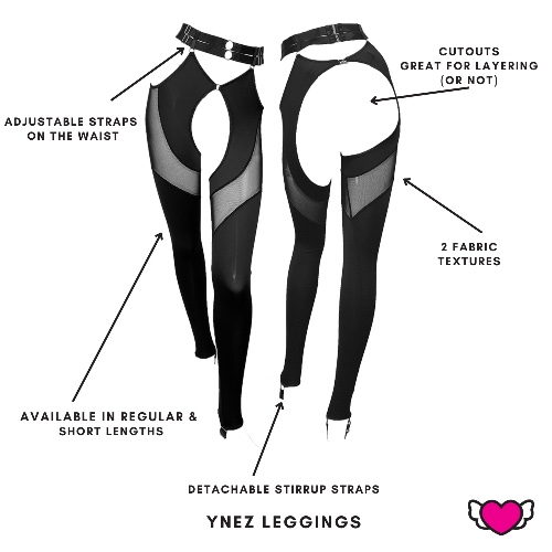 Leggings with Cutouts / Chaps / Sexy Layering Leggings - Ynez #20305 | Medium Regular Length