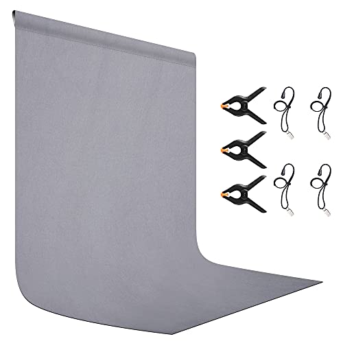 Potaeco Grauer Hintergrund, 2x3m, Grauer Fotohintergrund Grey Background Faltbarer Hintergrund für Fotografie, Video, Fernsehen, Studio mit 3 Hintergrundclips 4 Elastischer Clips - Grau