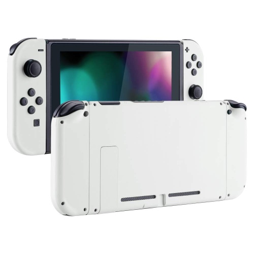 eXtremeRate Soft Touch Grip Back Plate for Nintendo Switch Console, NS Joycon Handheld Controller Housing with Full Set Buttons, DIY Replacement Shell for Nintendo Switch - White - White