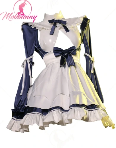 Mobbunny Women Sexy Maid Chest Open Style Dress Outfit White Hollowed Bodysuit with Apron and Stockings Cosplay Costumes - AliExpress 200000532