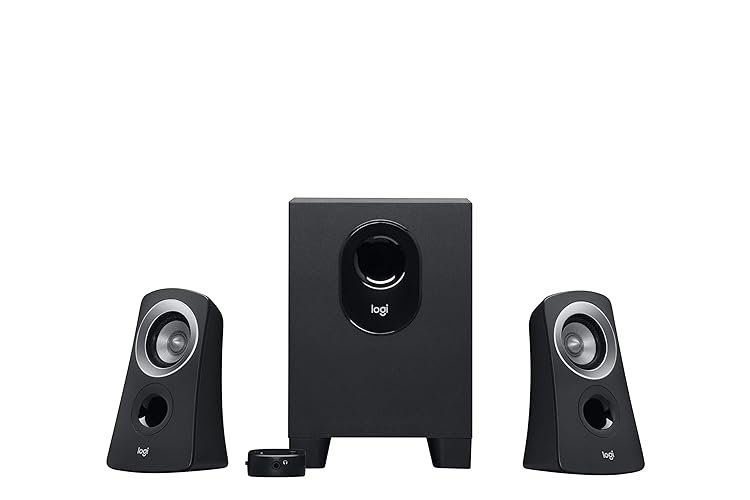 Logitech Z313 2.1 Multimedia Speaker System with Subwoofer, Full Range Audio, 50 Watts Peak Power, Strong Bass, 3.5mm Inputs, PC/PS4/Xbox/TV/Smartphone/Tablet/Music Player - Black - Speaker