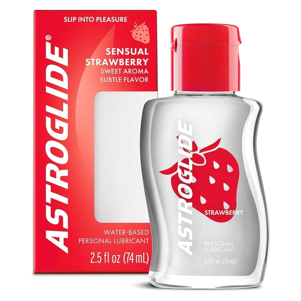 Astroglide Sensual Personal Lubricant & Vaginal Moisturizer, White, 2.5 Ounce, Strawberry, 74 milliliters