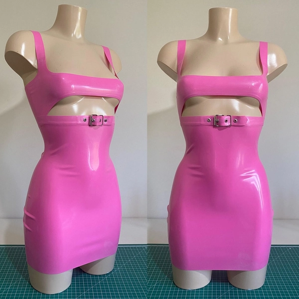 Latex Rubber Underboob Cut-Out Mini Dress