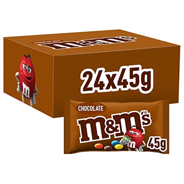M&M'S Chocolate, Bunte Schokolinsen mit knackiger Hülle, Knabberspaß mit leckerer Milchschokolade, Großpackung Schokolade, Ideal als Geschenk & Filmabend-Snack, 24x45g