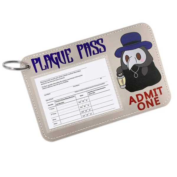 4 X 3" Cute Card Protector, Cartoon Leather ID Card Holder Name Tags Badge Card Holders, Funny Card Protector with Transparent Window (Crow)