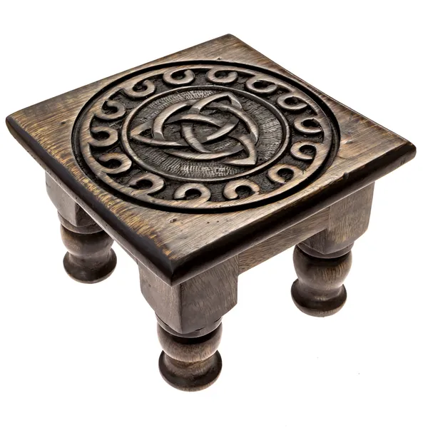 Carved Wooden Triquetra Altar Table - 6 Inches Wide, 4 Inches Tall - 