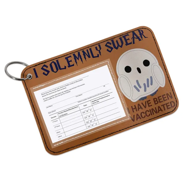 4 X 3" Cute Card Protector, Cartoon Leather ID Card Holder Name Tags Badge Card Holders, Funny Card Protector with Transparent Window (Crow)