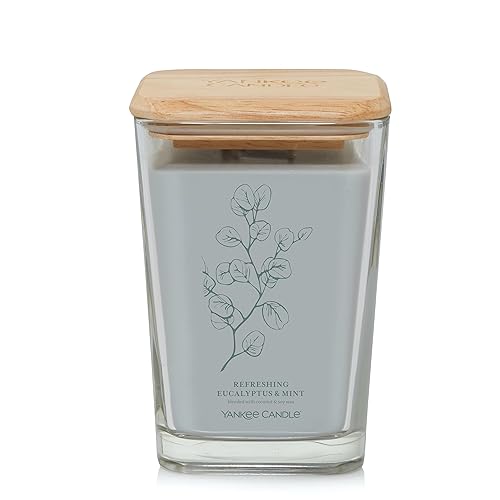 Yankee Candle Refreshing Eucalyptus & Mint Well Living Collection Large Square Candle, 19.5 oz. - Refreshing Eucalyptus & Mint - Large Square Candle