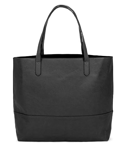 Overbrooke Large Vegan Leather Tote - Womens Slouchy Shoulder Bag with Open Top - Black