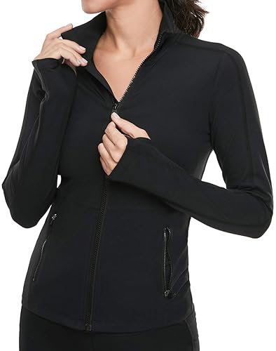 VUTRU Women's Workout Yoga Jacket Full Zip Running Track Jacket - Large - Black
