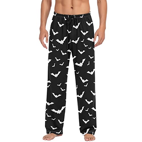 Ollabaky Men's Pajama Pants Sleepwear Pajama Pant with Pockets Lounge Pajama Bottoms for Men - Large - Multi- Halloween Bat