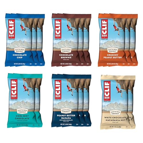 CLIF BAR - Energy Bars - Variety Pack - Made with Organic Oats - 9-11g Protein - Non-GMO - Plant Based - 2.4 oz. (16 Count) - Clif Bar Variety Pack, 16ct - 16 Count Variety (Pack of 1)