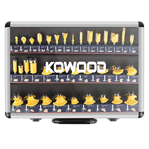 KOWOOD Router Bits Sets of 35B Pieces 1/4 Inch T Shape Wood Milling Cutter - 35B Pieces 1/4 Inch