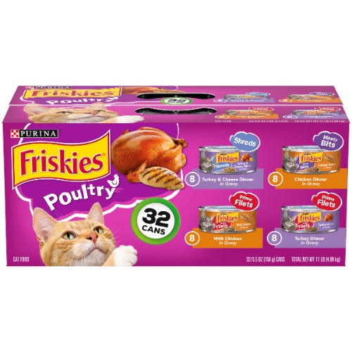 Purina Friskies Canned Wet Cat Food 32 Count Variety Packs - (32) 5.5 oz Cans - Poultry Variety Pack - 32 Count 5.5 Ounce (Pack of 32)