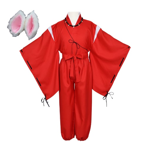 OANWLOY Inuyasha Cosplay Costume Outfits Higurashi Kagome Full Set for Men Womens - XX-Large Red-cos