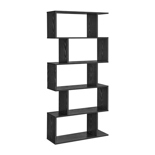 VASAGLE Bookshelf, 5-Tier Bookcase, Tall Display Shelf, Freestanding Storage Shelf, Room Divider, for Home Office, Living Room, Bedroom, Study, Ebony Black ULBC062T56 - Ebony Black - 5-Tier - Bookshelf