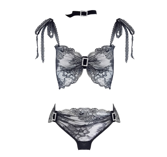 Sheer soft set made from vintage leavers lace with rhinestone detail — Buttress & Snatch