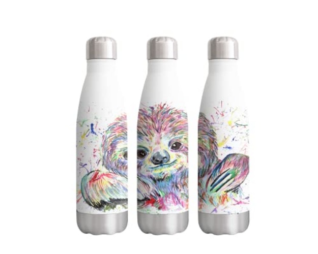 Sloth Watercolour Farm Animals Rainbow Art Bottle Double Wall Insulated Stainless Steel Sport Drinks 500ml White Gift Ideal for School Work Office Oudoor Sports Keeps Hot and Cold Drinks