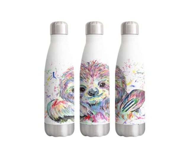 Sloth Watercolour Farm Animals Rainbow Art Bottle Double Wall Insulated Stainless Steel Sport Drinks 500ml White Gift Ideal for School Work Office Oudoor Sports Keeps Hot and Cold Drinks