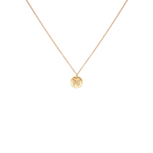 Butterfly Medallion Necklace - 14K Rose Gold / With Chain