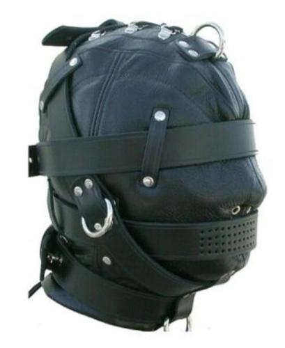 Leather Hood with Adjustable Face Mask | Fetish Gear | Red