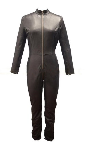 Leather Woman's Catsuit | Mistress Long JumpSuit | XL / Black / Pure Leather