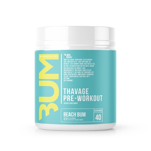 RAW Thavage Pre Workout - Beach Bum | Chris Bumstead Pre Workout Formula, Sports Nutrition Pre-Workout Powders | Men & Womens Preworkout Drink, Energy Powder for Working Out | 40 Servings - Beach Bum