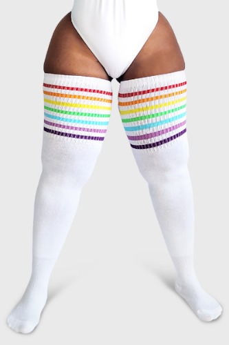 Thigh highs - Rainbow (White)