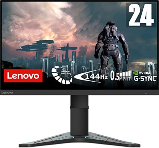 Lenovo G24-20 24 Inch FHD (1080p) Gaming Monitor (IPS Panel, 144hz, 0.5ms, HDMI, DP) - Raven Black - 24" FHD IPS 144hz