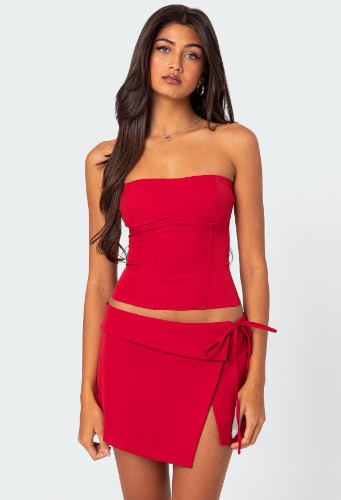 Selena Lace Up Corset | RED / XS