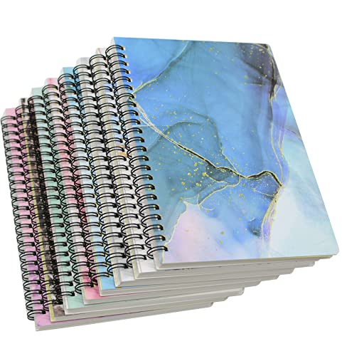 Yansanido Spiral Notebook, 8 Pcs A5 Marble Design Thick Hardcover 7mm College Ruled 80 Sheets -160 Pages Journals for Study and Notes (8 Style A5) - 8 Style A5