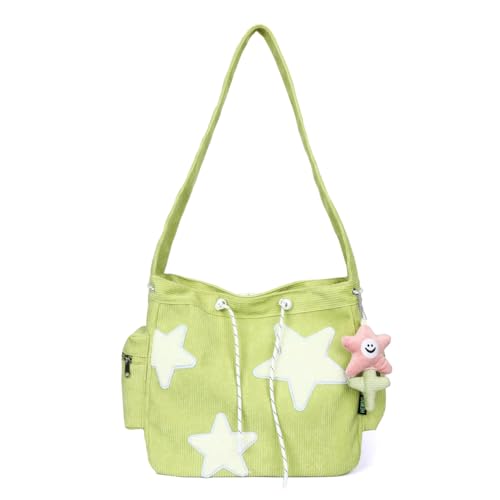 Cute Star Messenger Bag, Y2k Crossbody Bag, Kawaii Purse Canvas Crossbody, Aesthetic Shouder Bag For Women - B-green