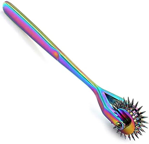 Goldenhandcrafts, Wartenberg Neuro Pinwheel Stainless Steel 3 Head Diagnostic Instrument Pin Wheel Multi Color Rainbow, 6.6 In