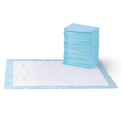 Amazon Basics Dog and Puppy Pee Pads with 5-Layer Leak-Proof Design and Quick-Dry Surface for Potty Training, Standard Absorbency, X-Large, 28 x 34 Inch - Pack of 60, Blue & White - Unscented - X-Large (60 Count)