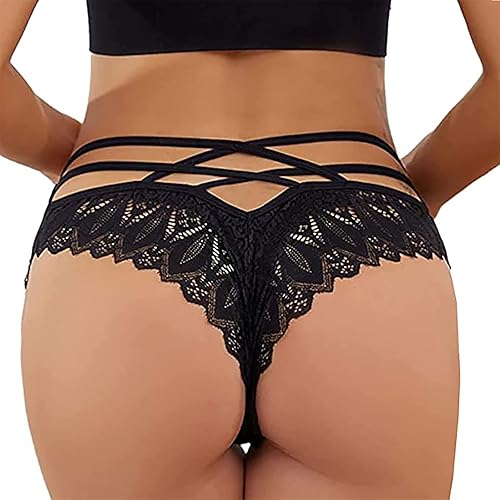 Lingerie for Women 1 Piece Lace Bodysuit Pajamas Boudoir Outfits (Black,Large)