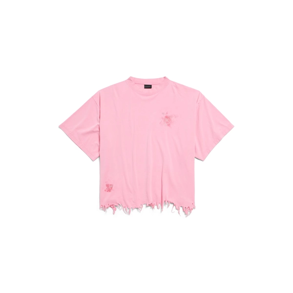 Balenciaga Cropped T-shirt in Baby Pink